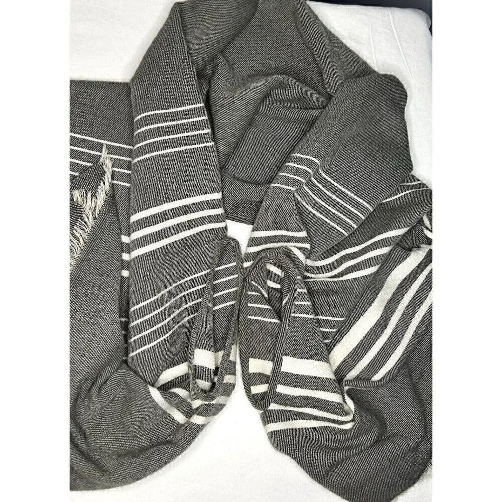 J. Crew Striped Cape Scarf With Armholes One Size Gray White Lightweight Vintage